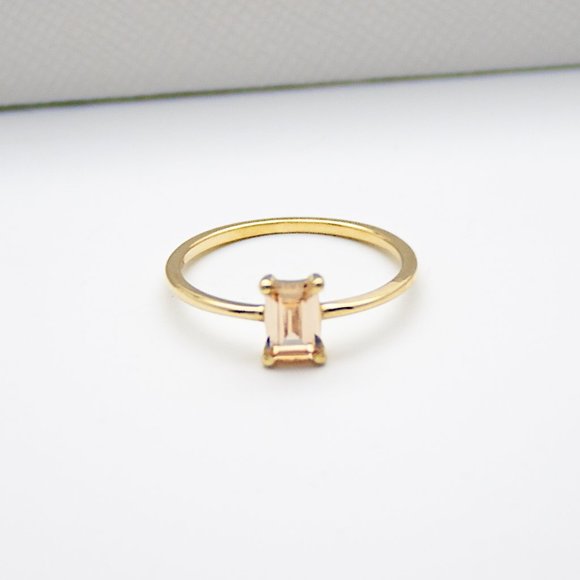 Solid 10K Yellow Gold Smoky Topaz Ring - Picture 8 of 9